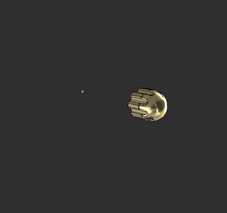 Zoomed-out view of a decimated 3D mesh in PiXYZ Studio, showing the simplified model centred in the scene with surrounding empty workspace.
